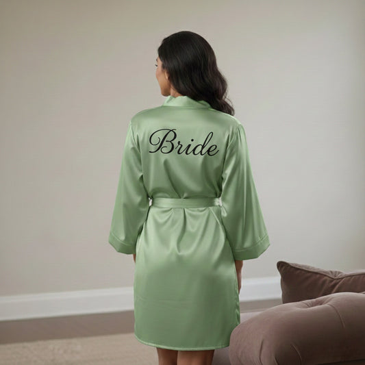 Pista green Satin Robe - Bride & Bridesmaid Custom Robe