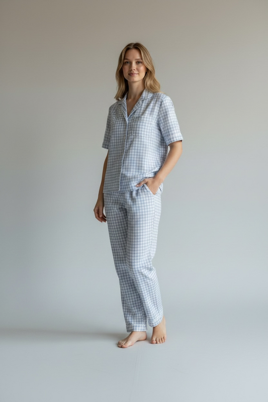 Blue Checks PJ set