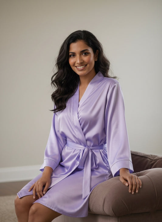 Lilac Satin Robe - Bride & Bridesmaid Custom Robe