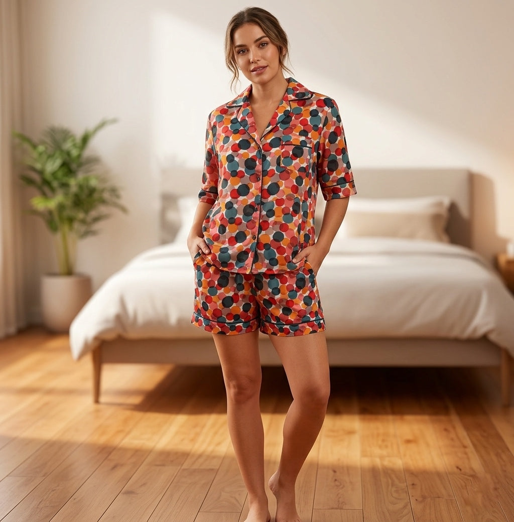 Bubbly print shorts set