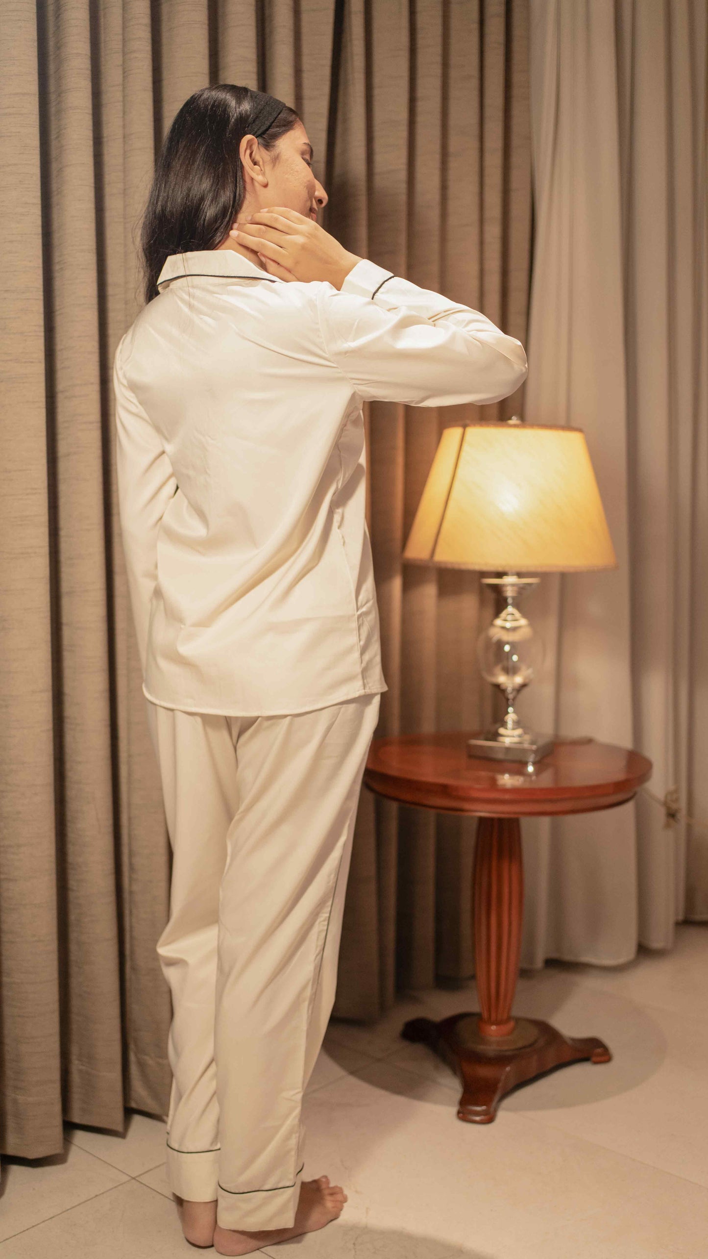 Off white satin pj set