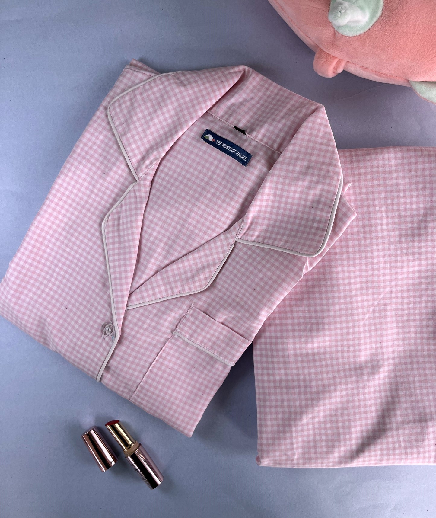 Pink checks PJ set