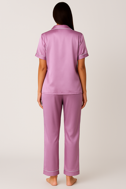 Lilac Satin Pj Set