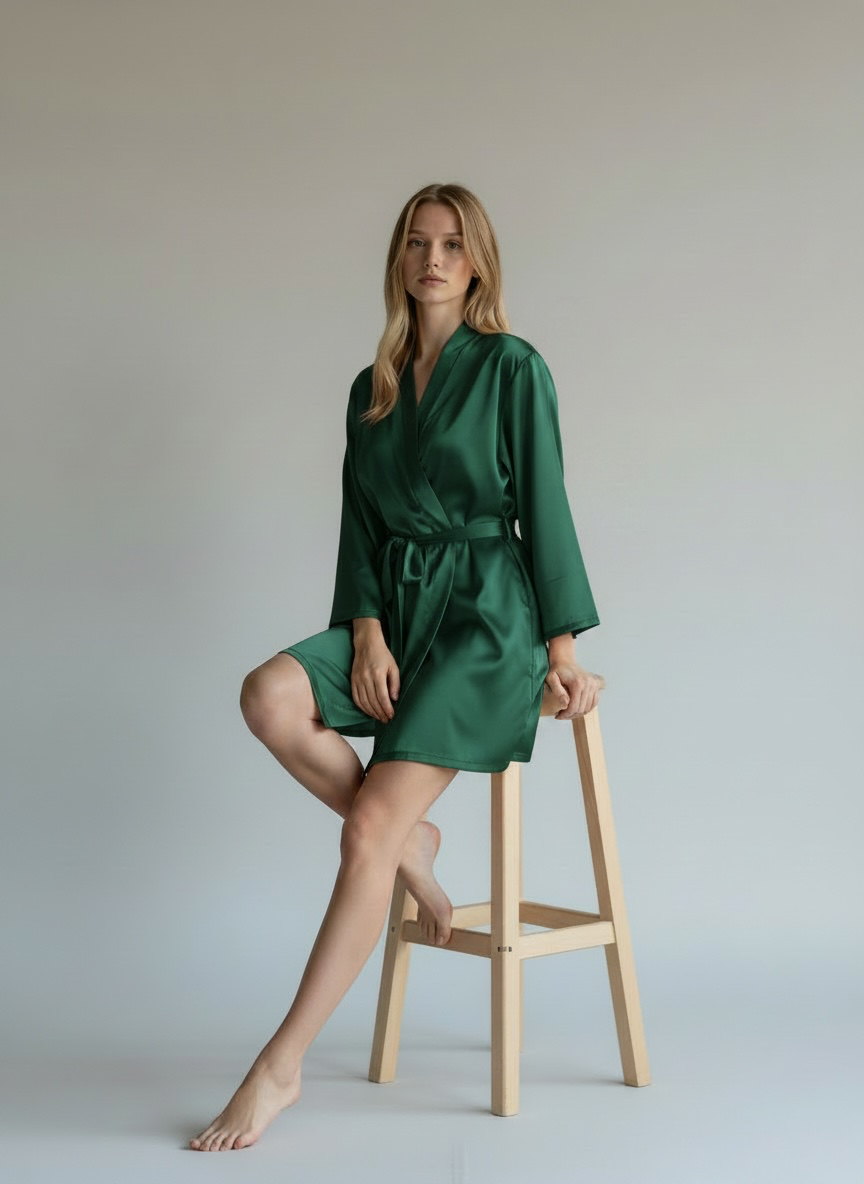 Bottle green Satin Robe - Bride & Bridesmaid Custom Robe