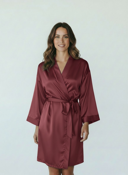 Maroon Satin Robe - Bride & Bridesmaid Custom Robe