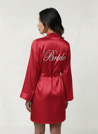 Red Satin Robe - Bride & Bridesmaid Custom Robe