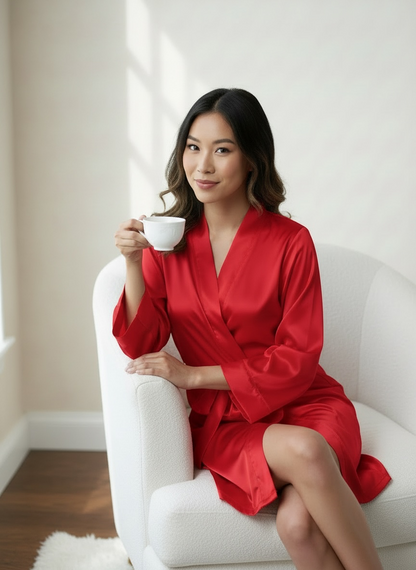 Red Satin Robe - Bride & Bridesmaid Custom Robe