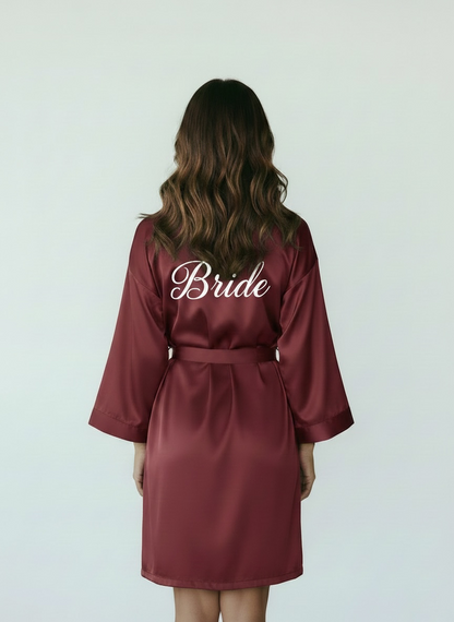 Maroon Satin Robe - Bride & Bridesmaid Custom Robe