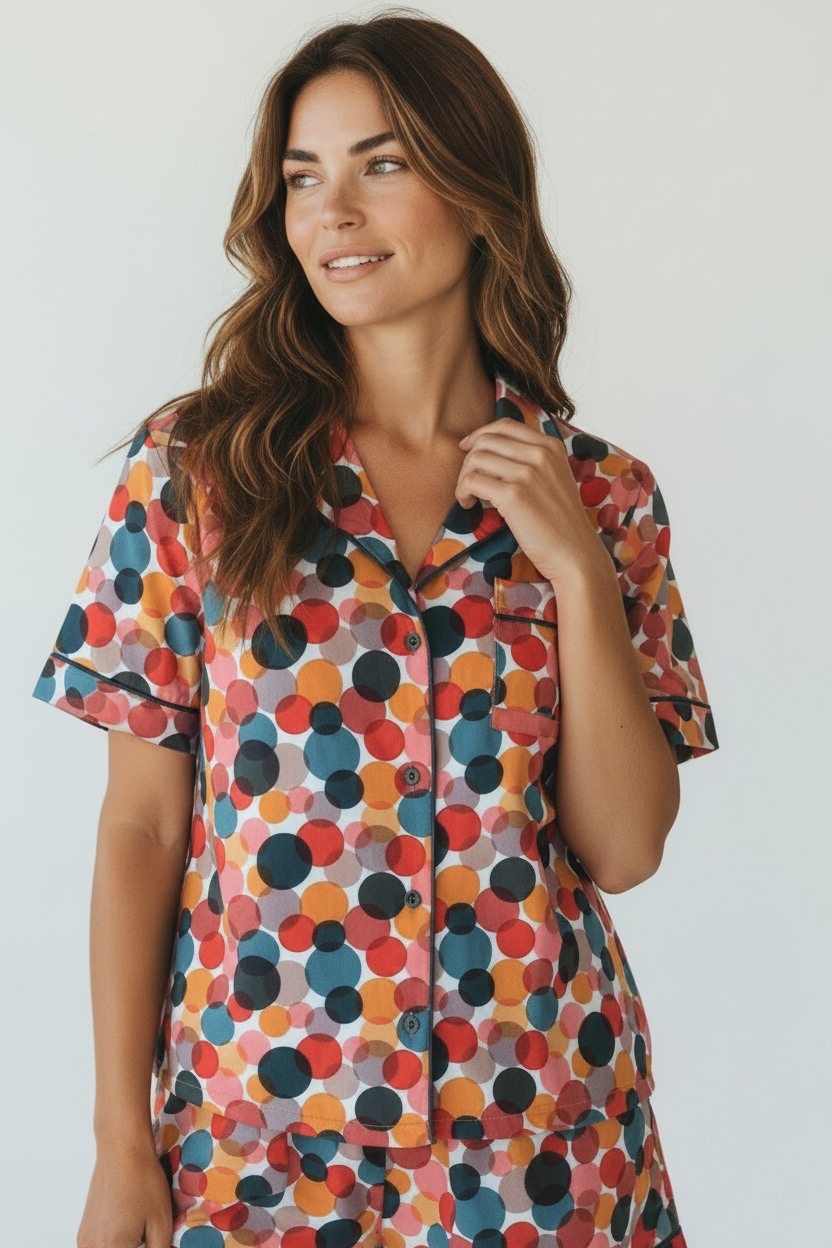 Bubbly print shorts set