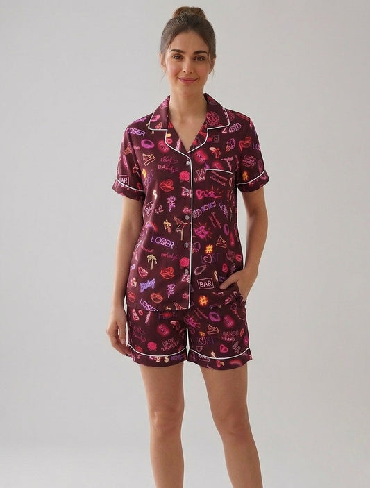 Trippy print shorts set