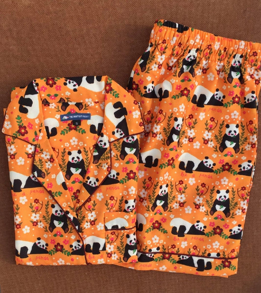 Mustard panda shorts set