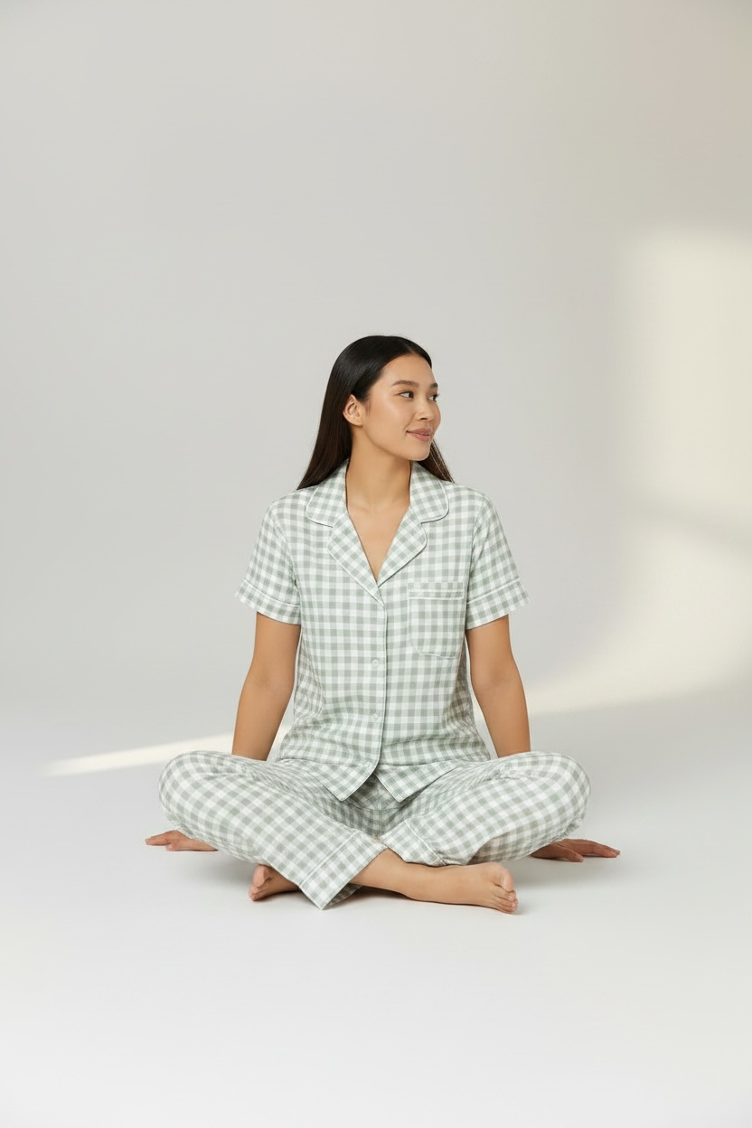Off white checks PJ set