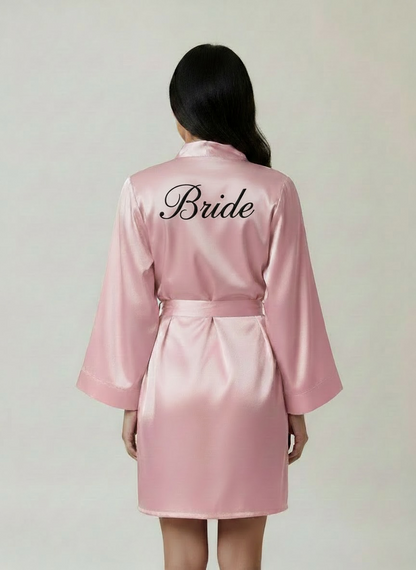 Baby Pink Satin Robe - Bride & Bridesmaid Custom Robes
