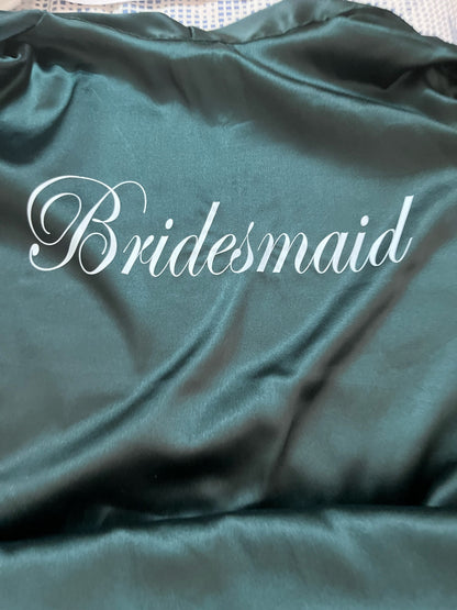 Bottle green Satin Robe - Bride & Bridesmaid Custom Robe