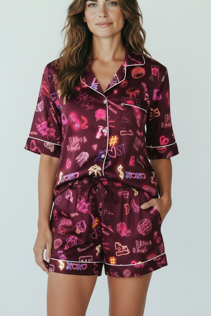 Trippy print shorts set