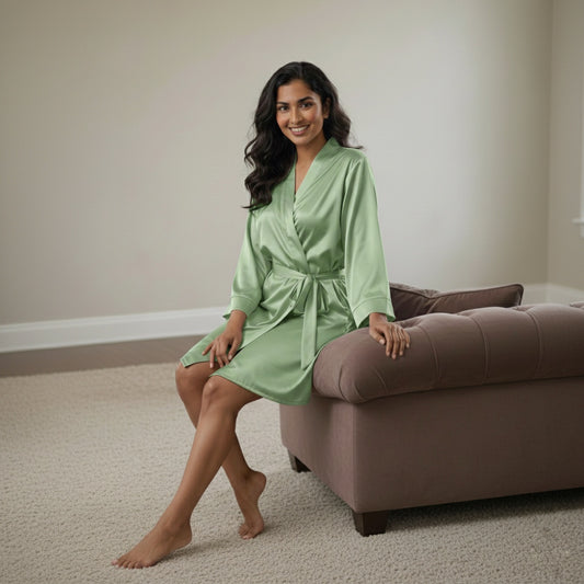 Pista green Satin Robe - Bride & Bridesmaid Custom Robe