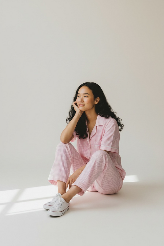 Pink checks PJ set