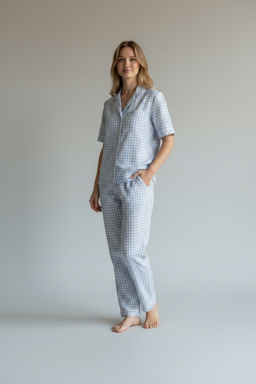 Blue Checks PJ set