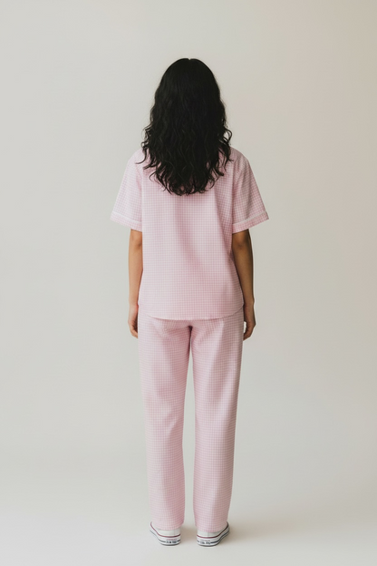 Pink checks PJ set