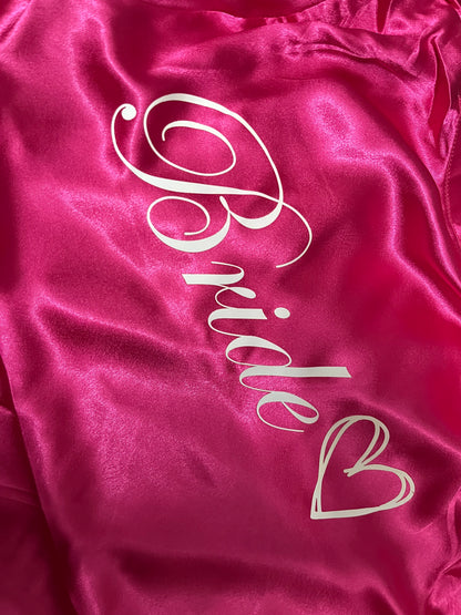Magenta pink Satin Robe - Bride & Bridesmaid Custom Robe