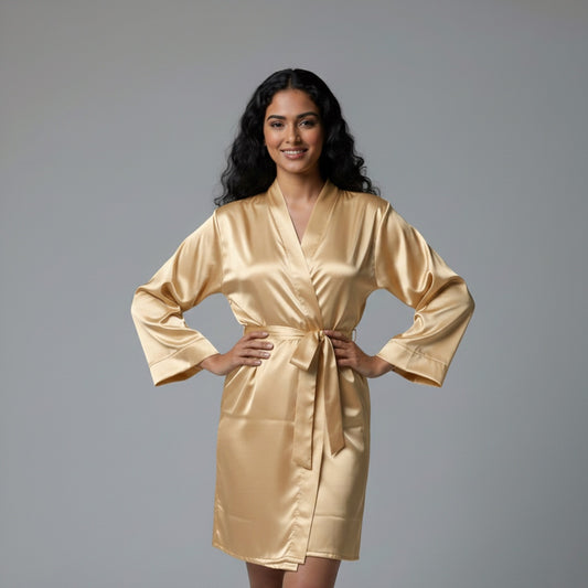 Champange Gold Satin Robe - Bride & Bridesmaid Custom Robe