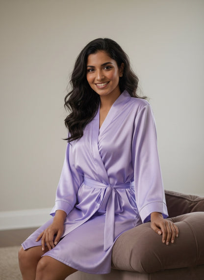 Lilac Satin Robe - Bride & Bridesmaid Custom Robe