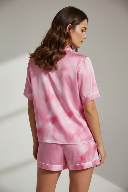 Pink tiedye shorts set
