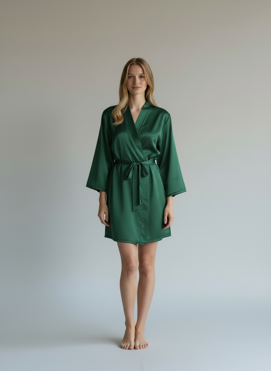 Bottle green Satin Robe - Bride & Bridesmaid Custom Robe