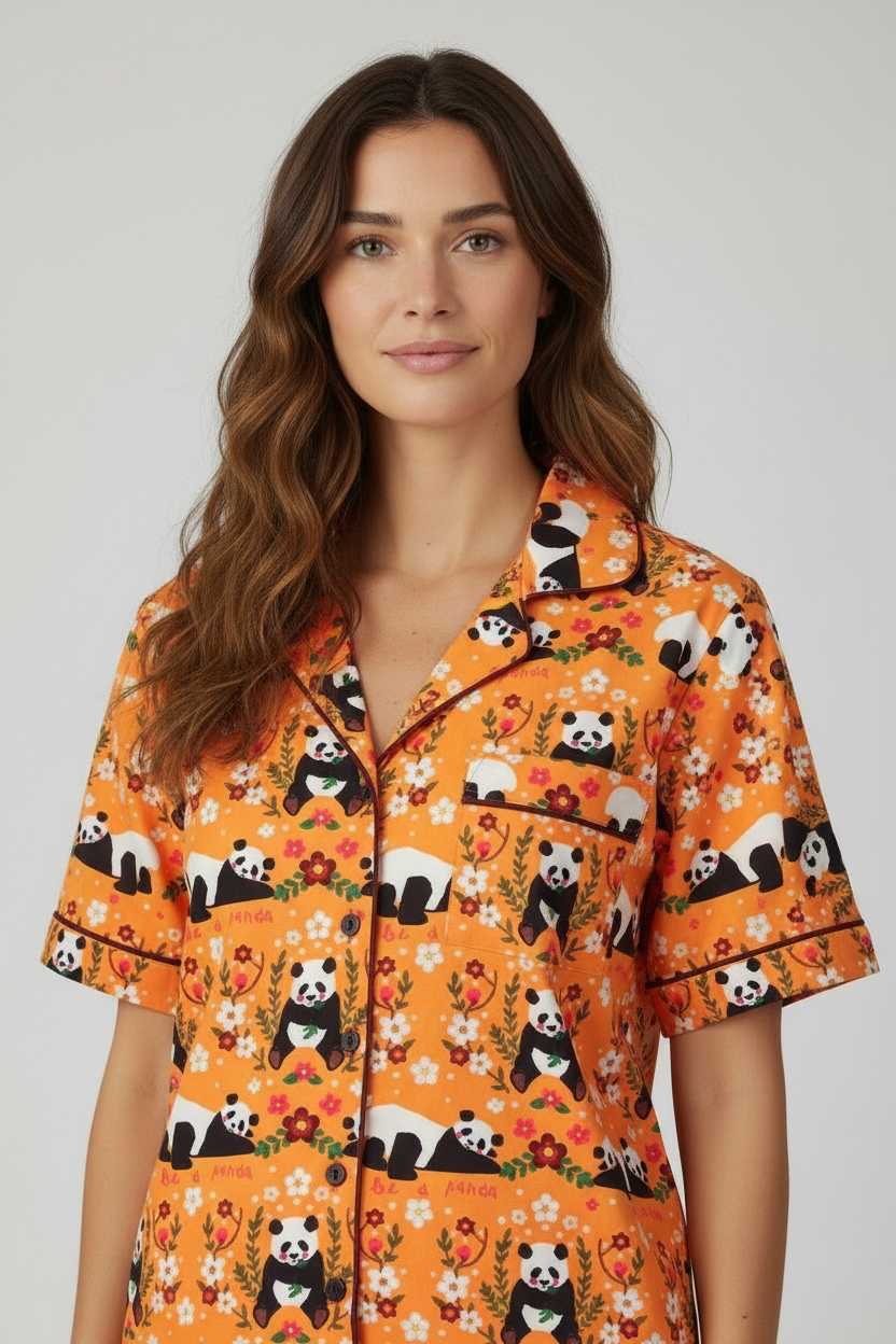 Mustard panda shorts set