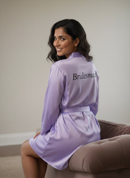 Lilac Satin Robe - Bride & Bridesmaid Custom Robe