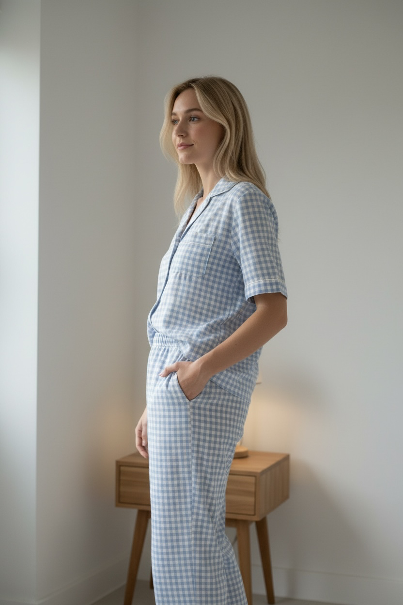 Blue Checks PJ set