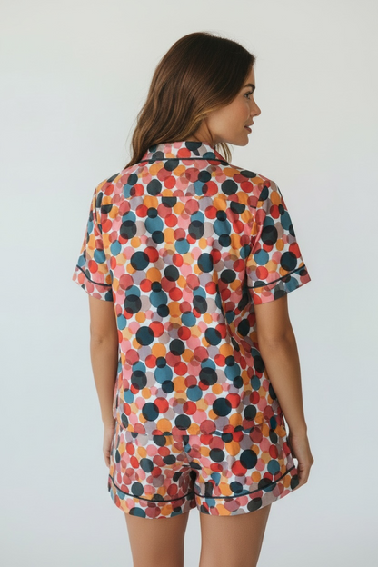 Bubbly print shorts set