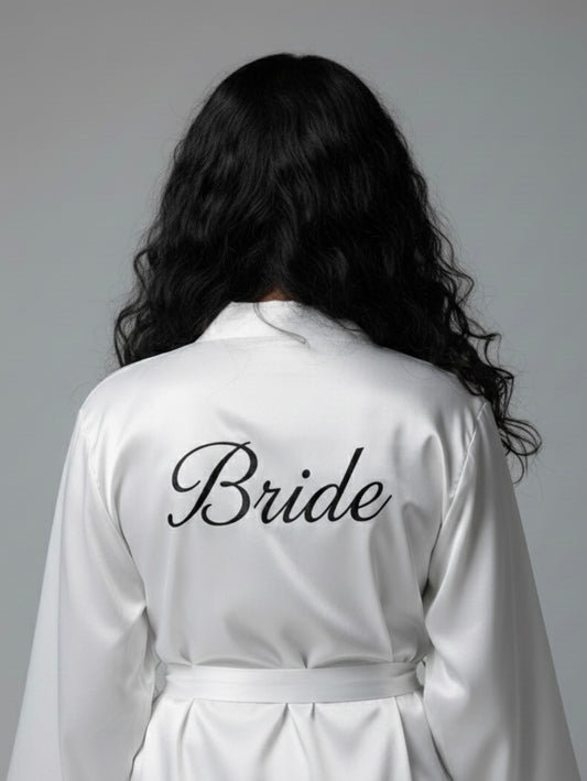 White Satin Robe - Bride & Bridesmaid Custom Robe