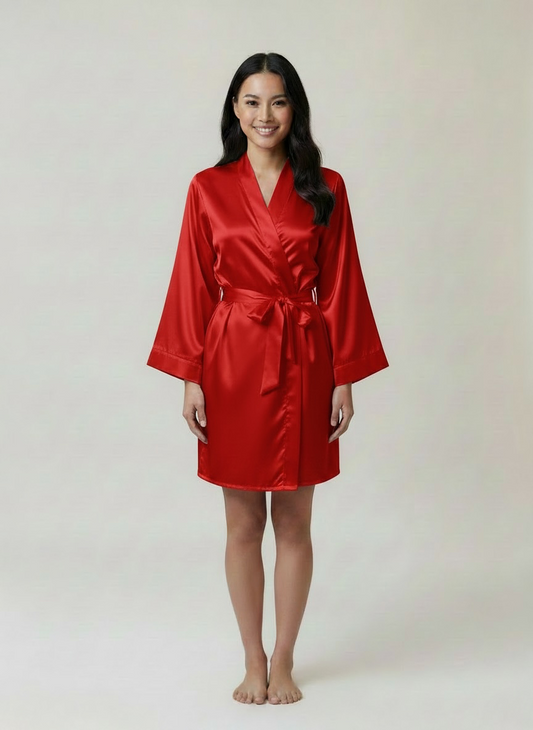 Red Satin Robe - Bride & Bridesmaid Custom Robe