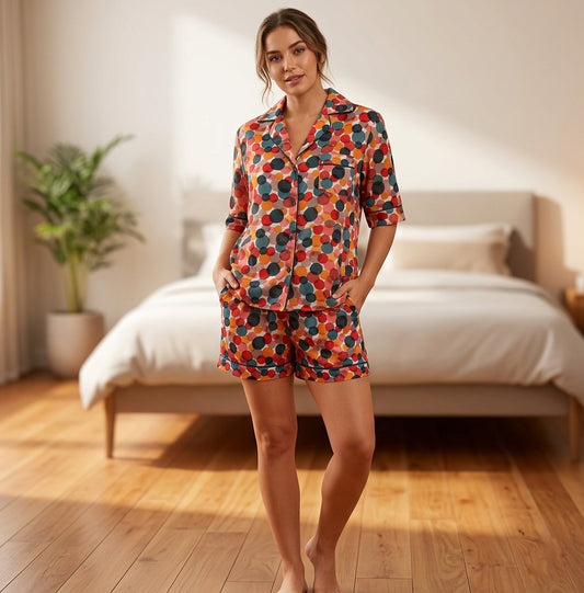 Bubbly print shorts set