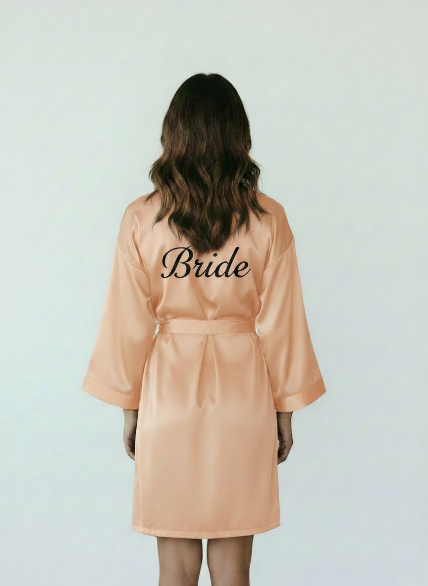 Peach Satin Robe - Bride & Bridesmaid Custom Robe