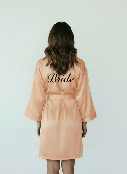 Peach Satin Robe - Bride & Bridesmaid Custom Robe