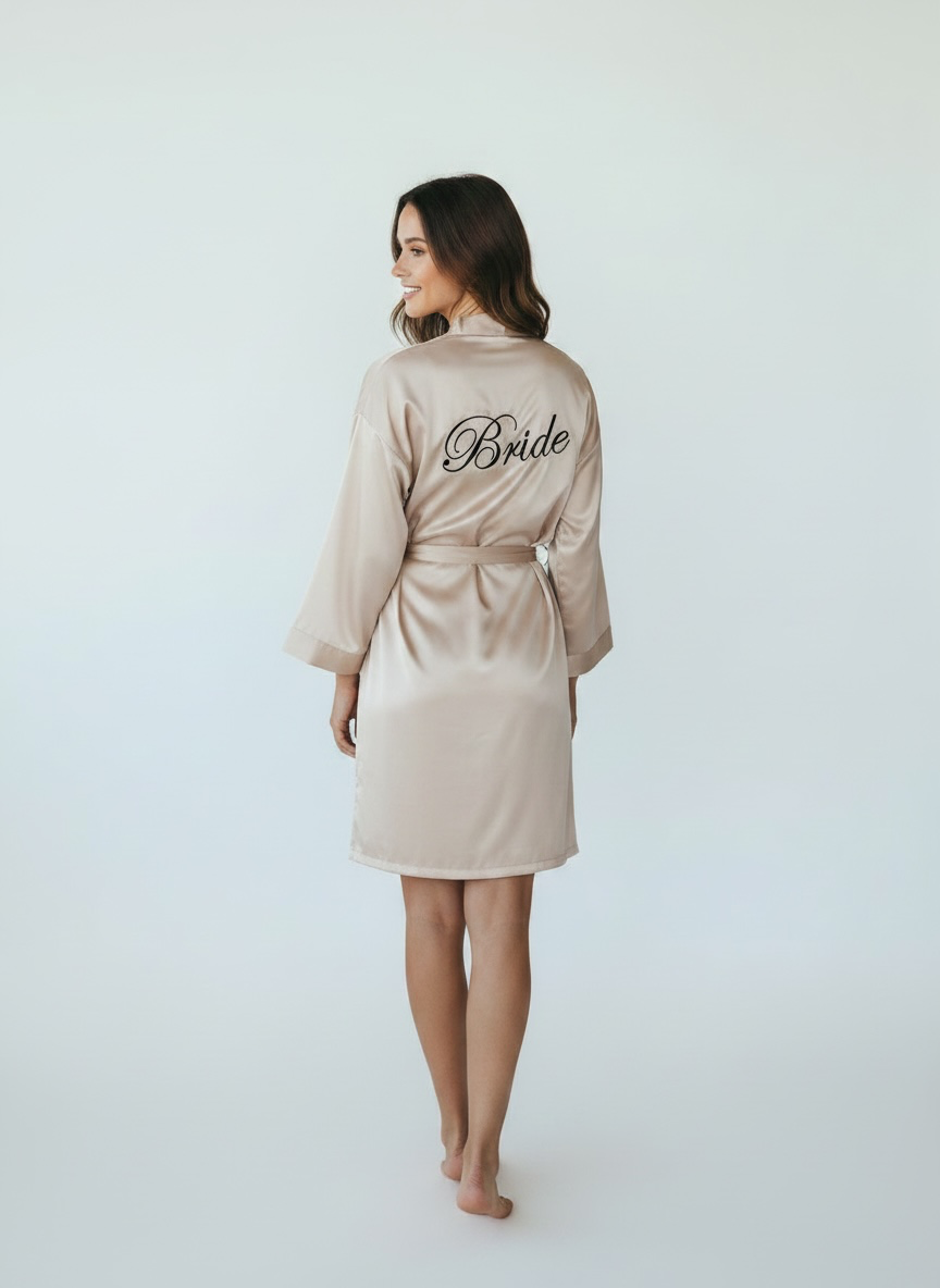 Champange Satin Robe - Bride & Bridesmaid Custom Robe