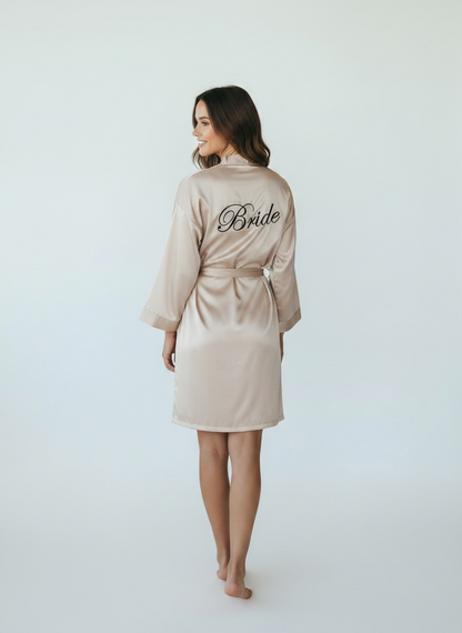 Champange Satin Robe - Bride & Bridesmaid Custom Robe