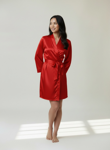 Red Satin Robe - Bride & Bridesmaid Custom Robe