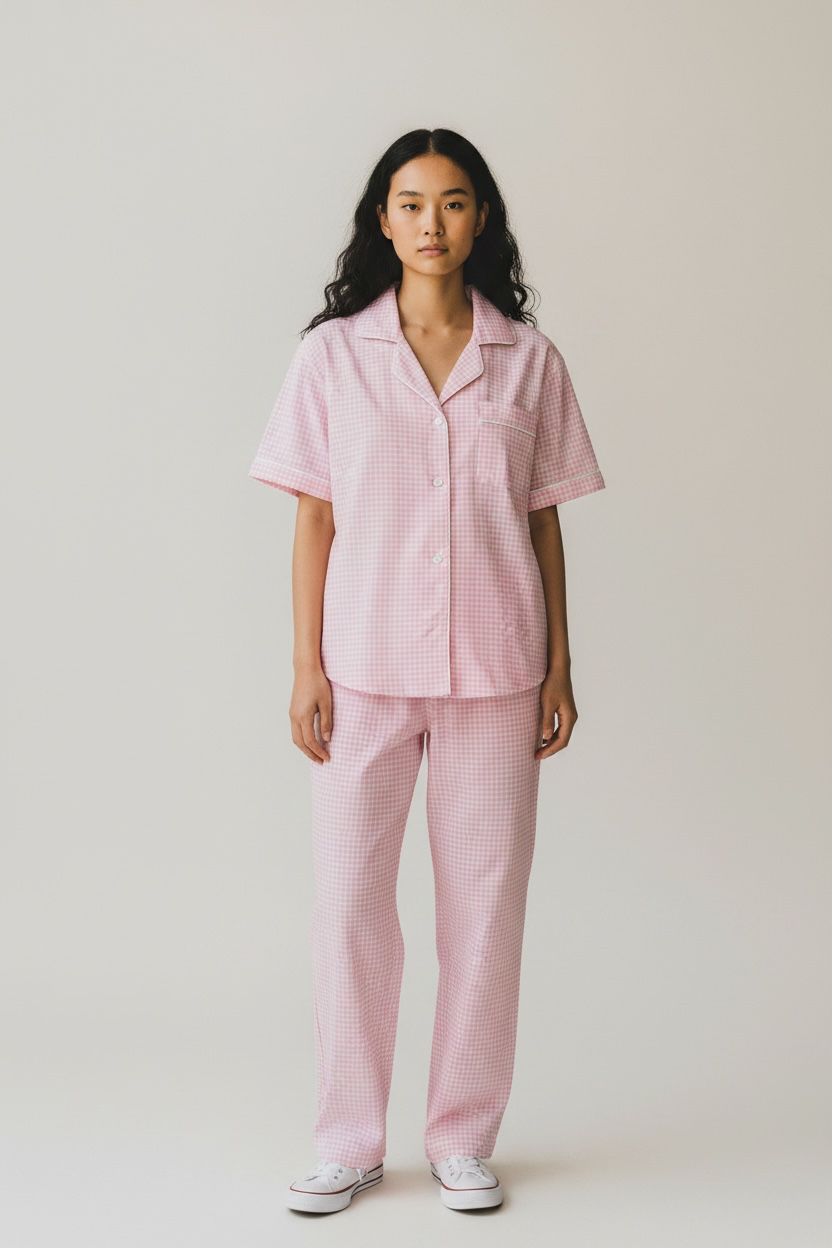 Pink checks PJ set