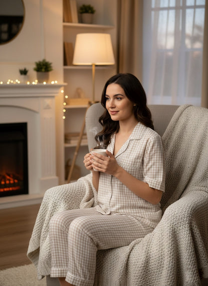 Off white checks PJ set