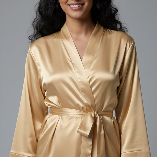 Champange Gold Satin Robe - Bride & Bridesmaid Custom Robe