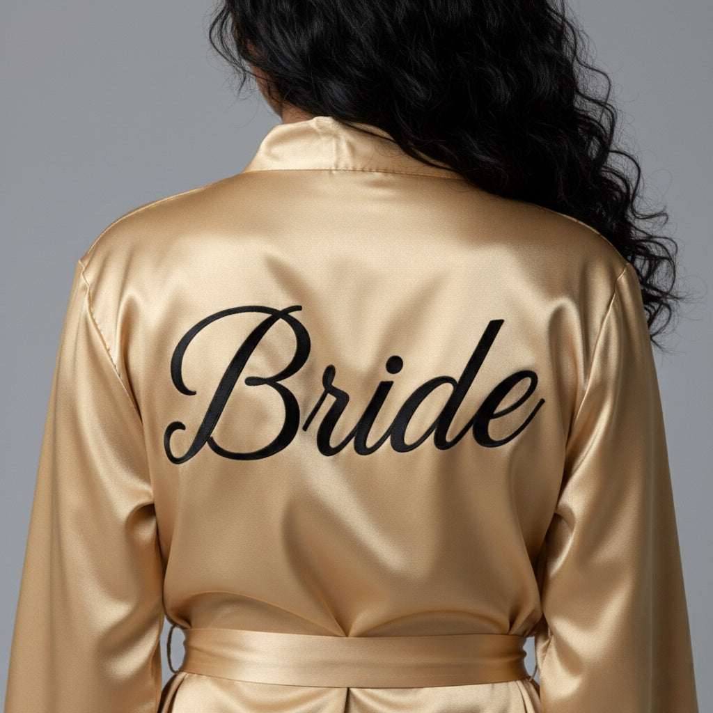 Champange Gold Satin Robe - Bride & Bridesmaid Custom Robe