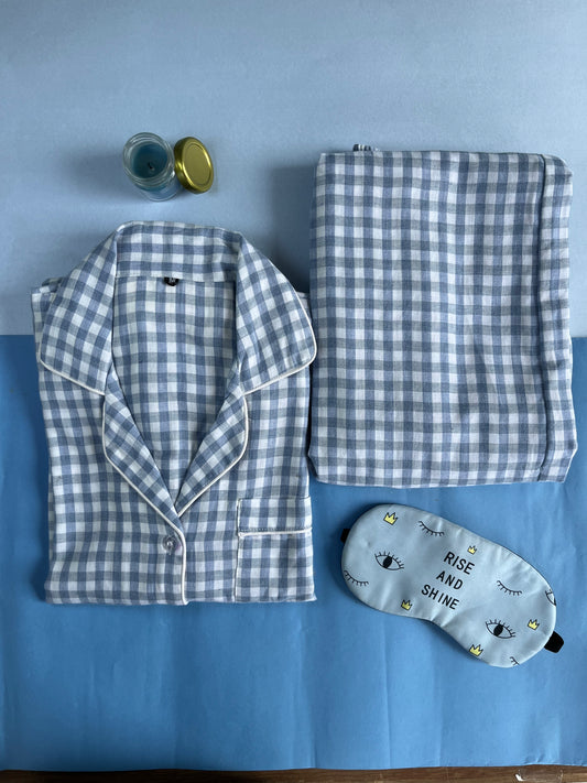Blue Checks PJ set