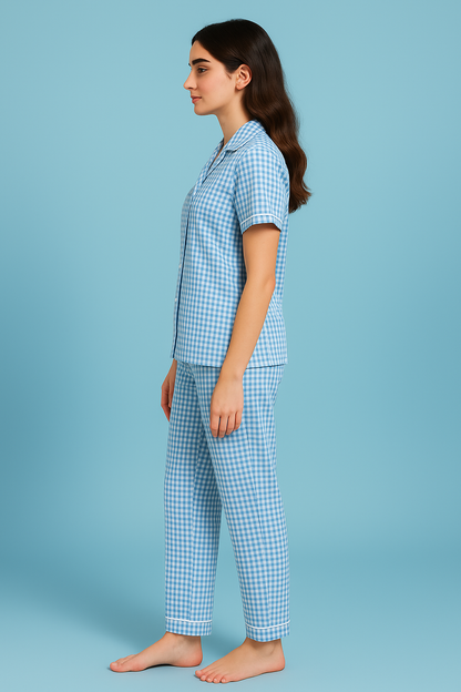 Blue Checks PJ set