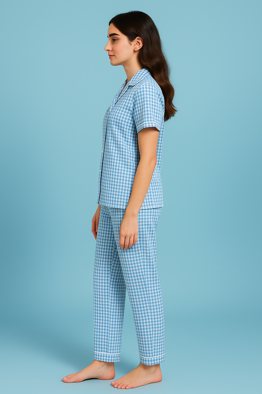 Blue Checks PJ set