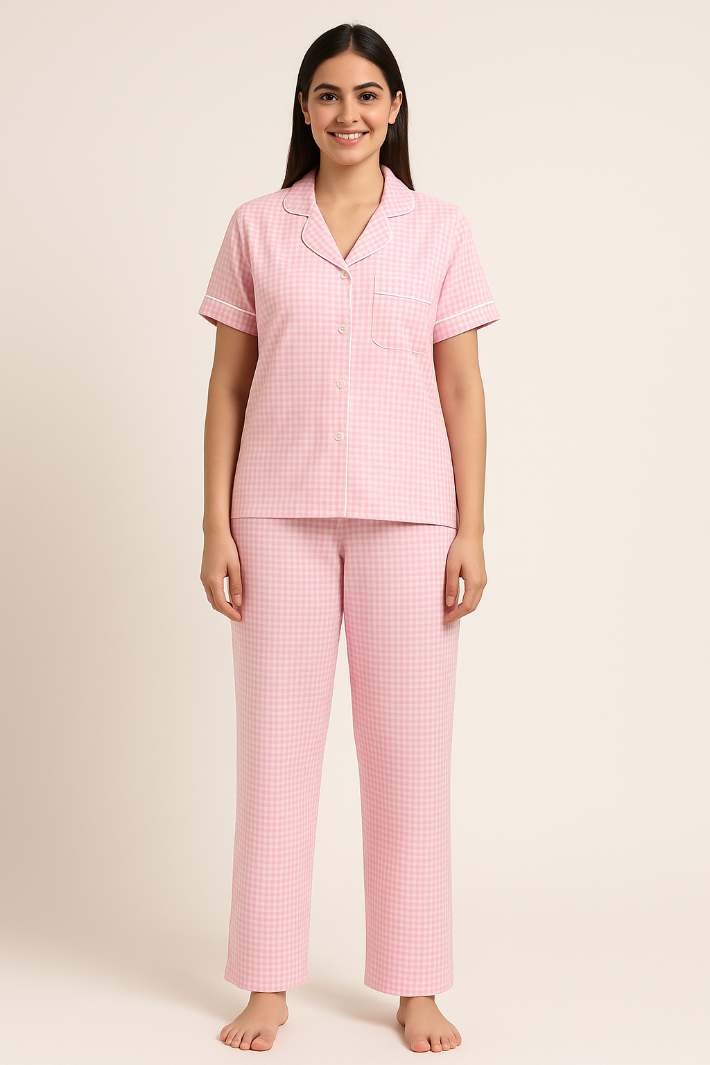 Pink checks PJ set