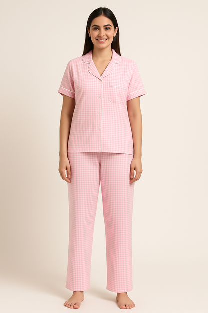 Pink checks PJ set