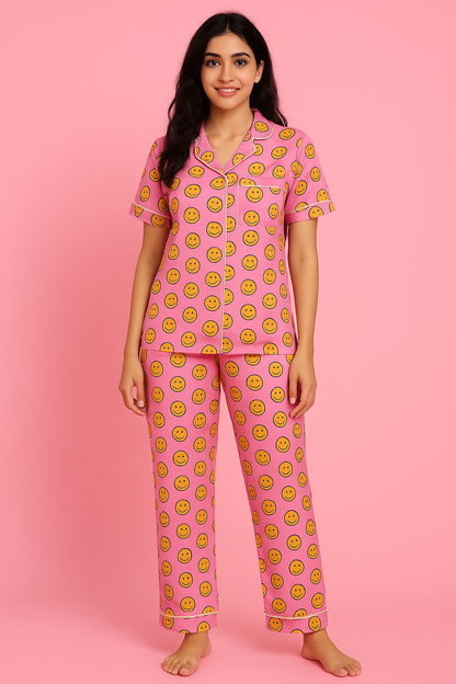 Pink smiley Pj set